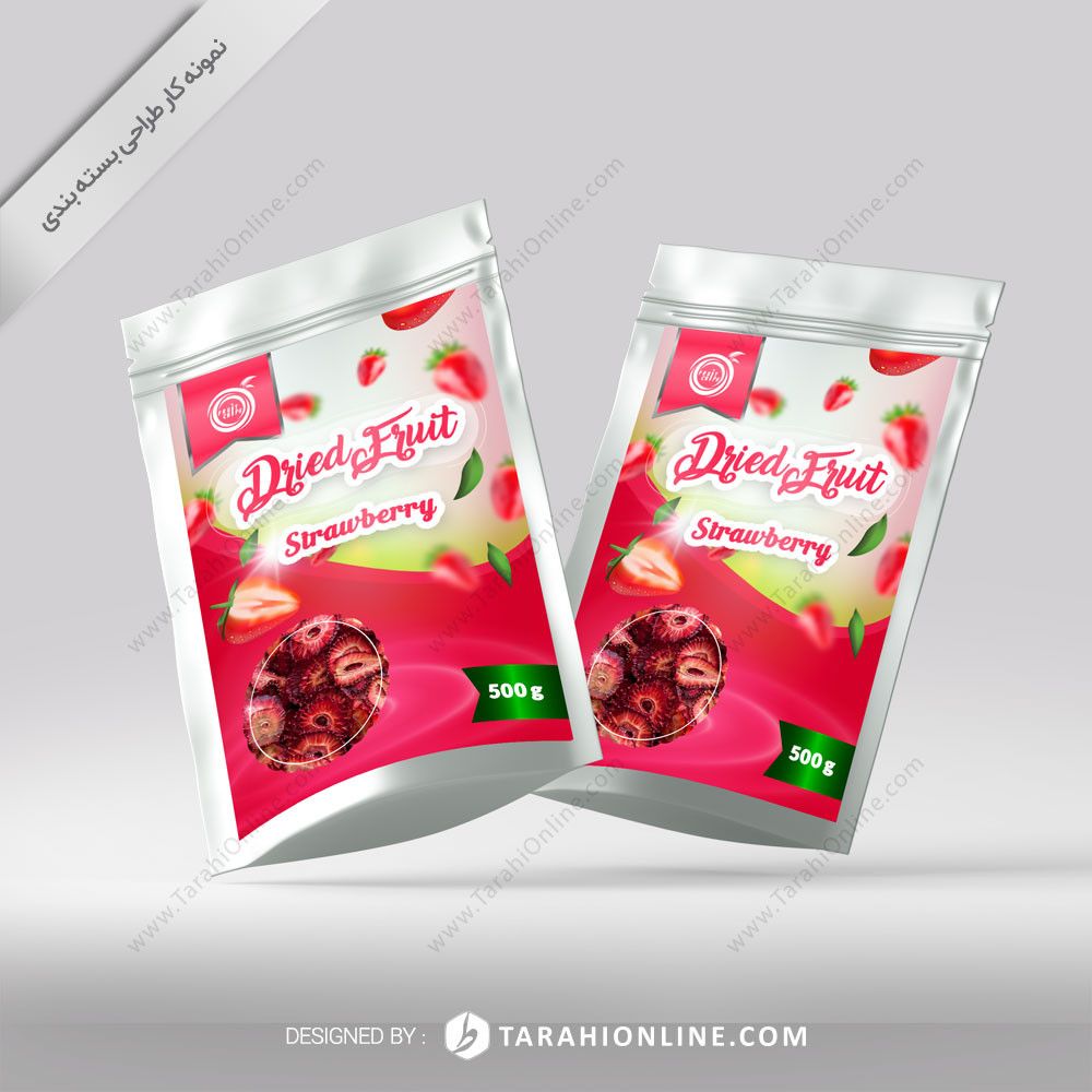 طراحی بسته بندی میوه خشک شده - توت فرنگی 1